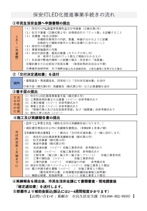 写真：保安灯LED化推進事業手続きの流れ図