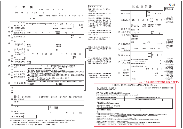 写真：見本　出生届　新様式