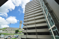 写真：A6棟東側廊下から見た風景