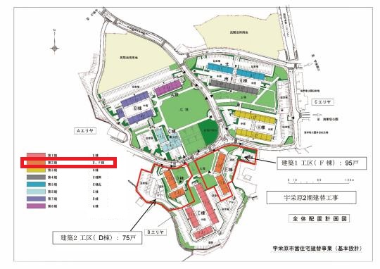 地図：宇栄原市営住宅第2期建替工事全体配置図
