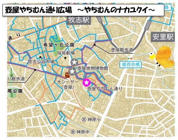地図:壺屋やちむん通り広場周辺