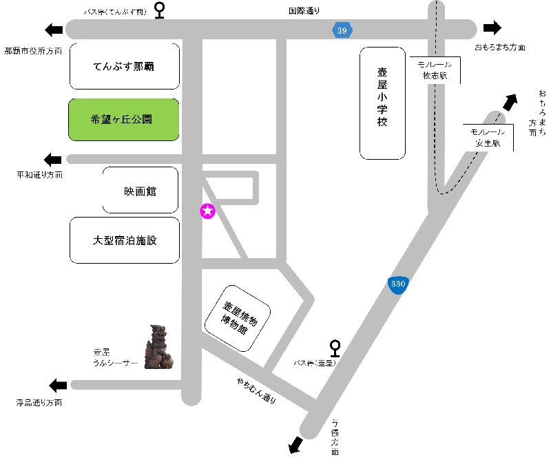 地図:桜坂広場周辺 拡大