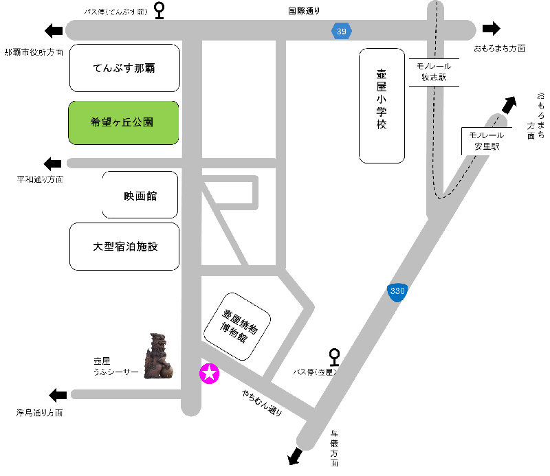 地図:壺屋やちむん通り入口広場 拡大