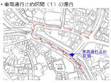 地図:車両通行止め区間(1)の場合