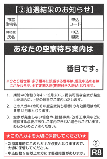 抽選結果のお知らせイメージ