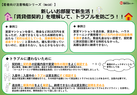 写真：新しいお部屋で新生活！「賃貸借契約」を理解して、トラブルを防ごう　チラシ