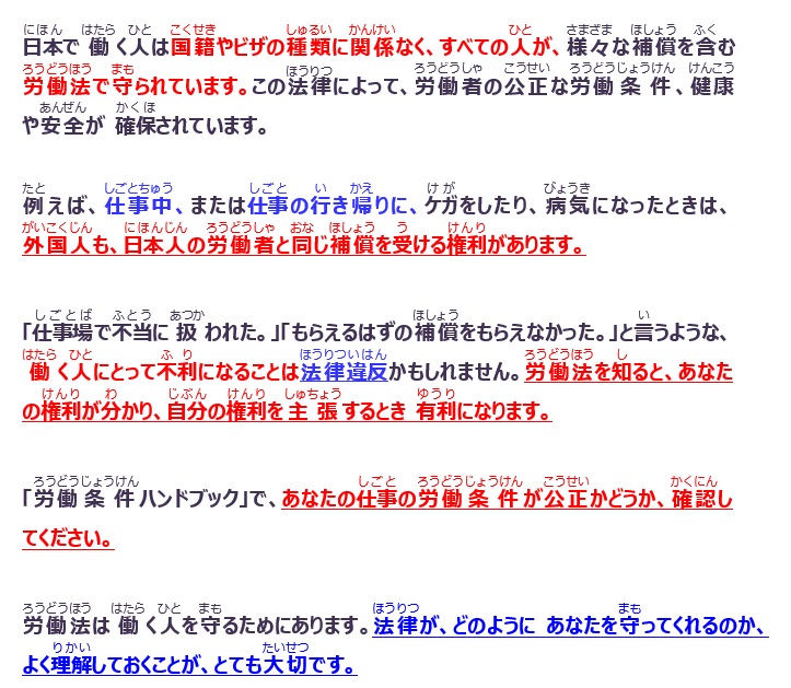 働(はたら)く外国人(がいこくじん)のための 労働基準法(ろうどう きじゅんほう)