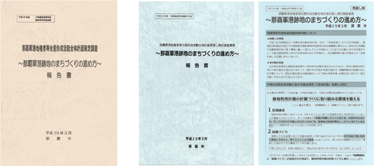 写真：平成18年度報告書・平成24年度報告書表紙、パンフレット