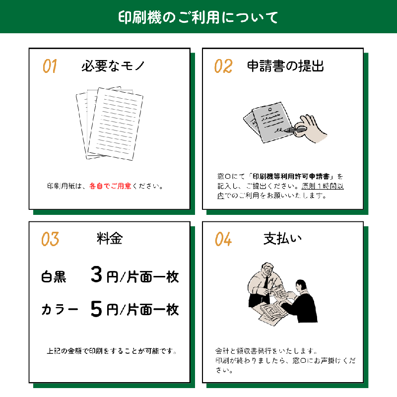 イラスト:印刷機のご利用について