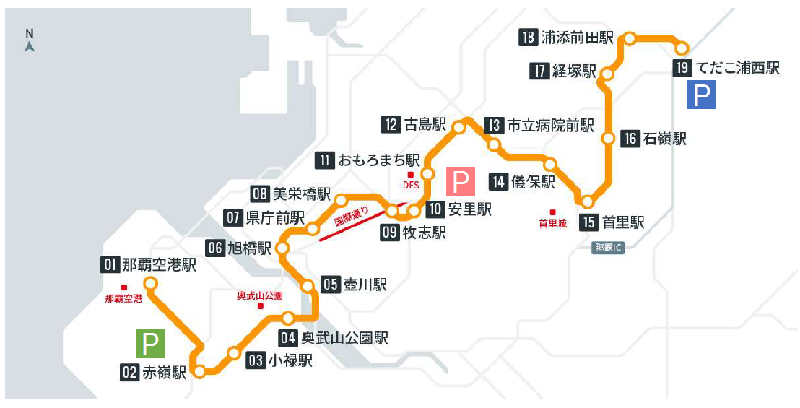 地図：パークアンドライド駐車場
