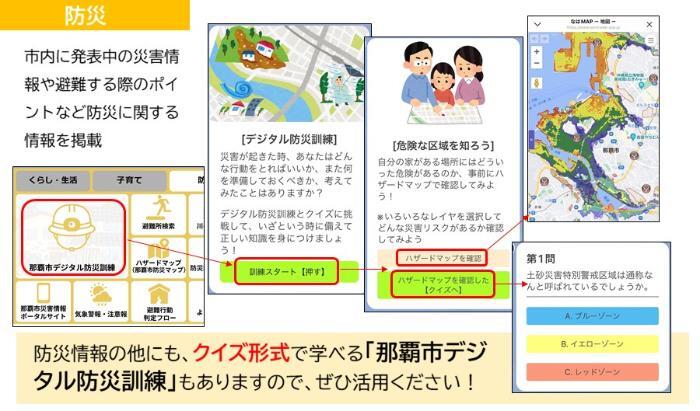 LINEから得られる防災情報等の見方についての説明画面