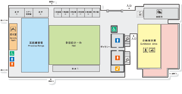 イラスト：ともかぜ振興会館1階　フロア図