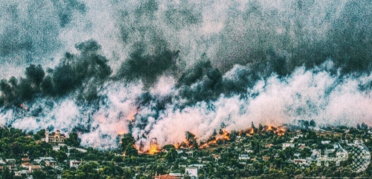 写真:大規模な火災の様子