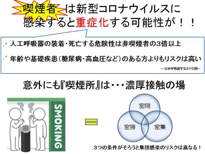 写真：喫煙者は新型コロナウイルスに感染すると重症化する可能性が！