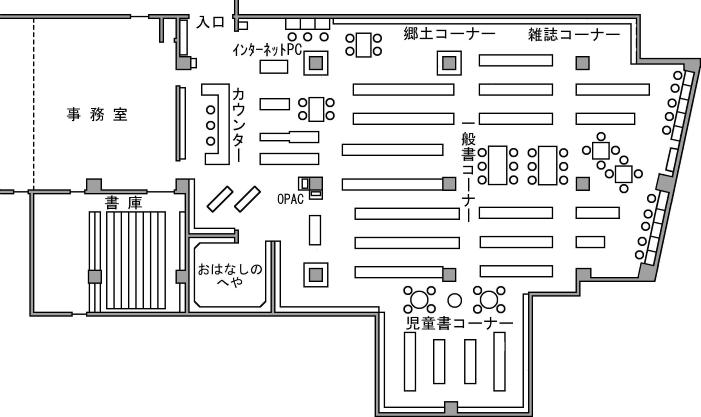イラスト：牧志駅前ほしぞら図書館の館内図