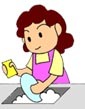 イラスト:キッチンで洗い物をする人