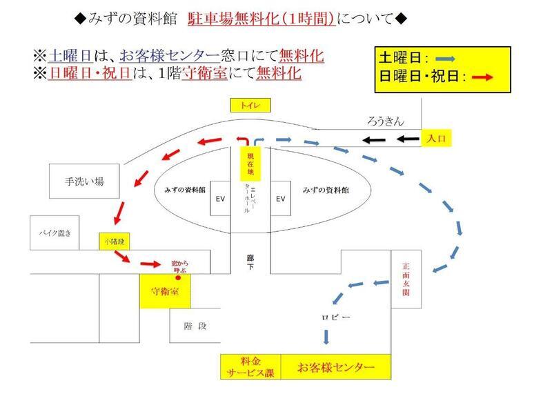 イラスト：みずの資料館　駐車場無料化