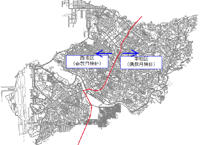 地図：那覇市の検針地区