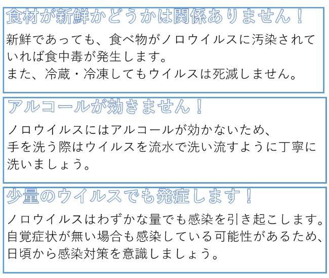 食材が新鮮かどうかは関係ありません！アルコールが効きません！少量のウイルスでも発症します！