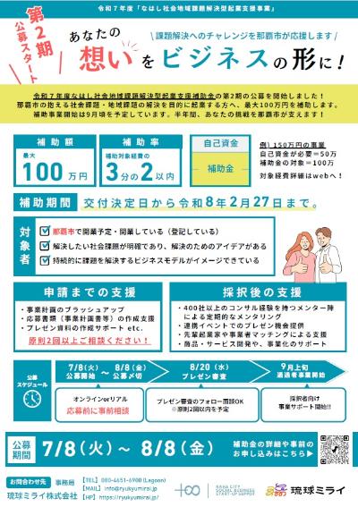 写真:令和7年度なはし社会地域課題解決型起業支援事業 チラシ