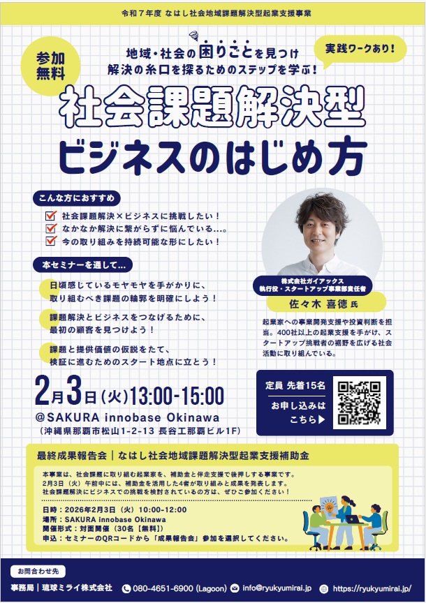 写真：令和7年度なはし社会地域課題解決型起業支援事業　チラシ