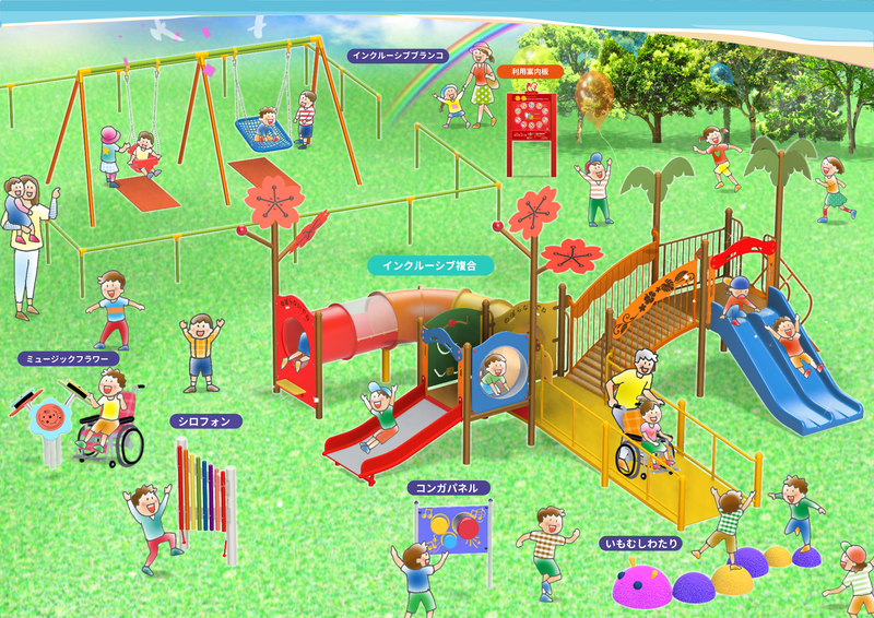 インクルーシブゾーンの遊具パース図