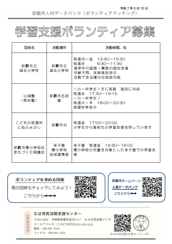 画面：ボランティア募集