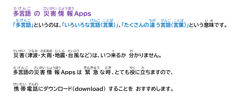 イラスト:多言語の災害情報Apps