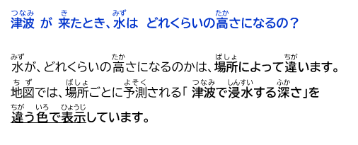 イラスト:津波が来たとき、水はどのくらいの高さになるの?