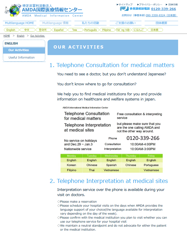 画面：USEFUL INFORMATION(English)