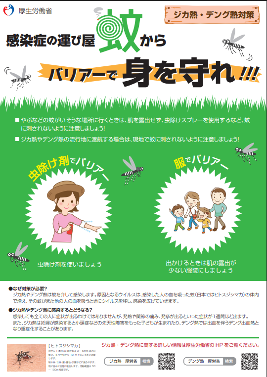 写真：ジカ熱・デング熱対策の呼びかけポスター