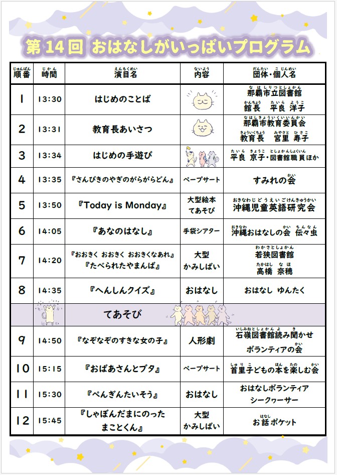 イラスト:第14回おはなしがいっぱいプログラム