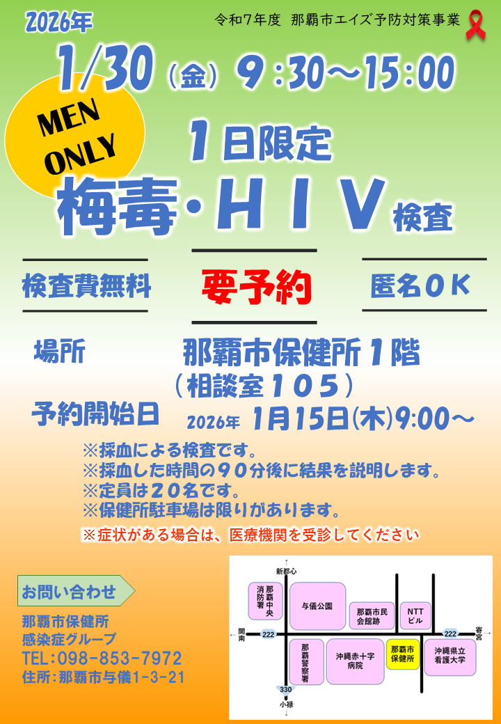 写真：梅毒・HIV即日検査　チラシ