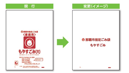 現行のごみ袋の文字を減らしました