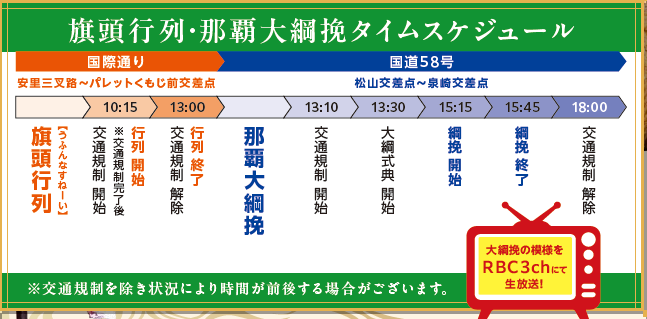 旗頭行列・那覇大綱挽タイムスケジュール