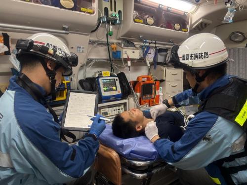 救急活動の様子（訓練中）