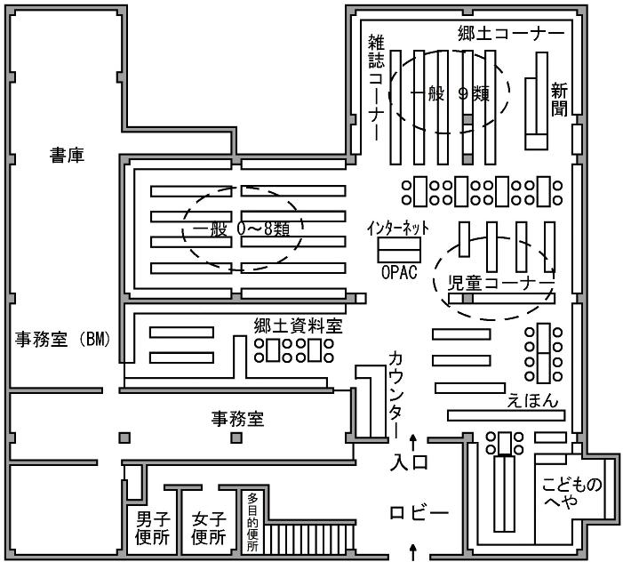 中央図書館の館内図の画像